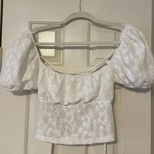 Zara Puff Sleeve Top- Lace Up Open Back, Corset Style.